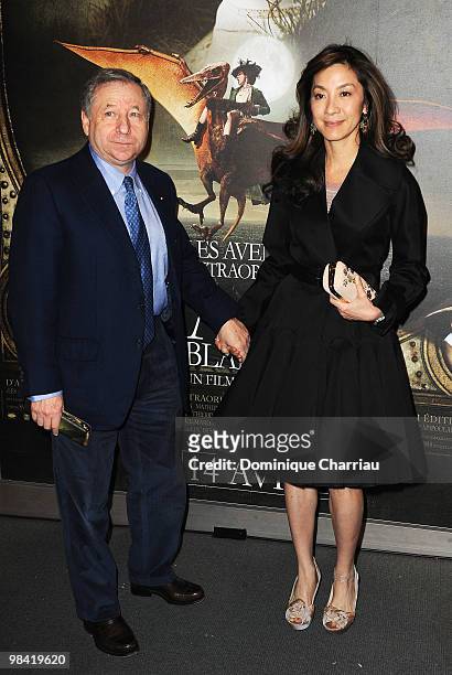 Jean Todt and Michelle Yeoh attend the premiere of the Luc Besson's film 'Les Aventures Extraordinaires d'Adele Blanc-Sec' at Cinema UGC Normandie on...