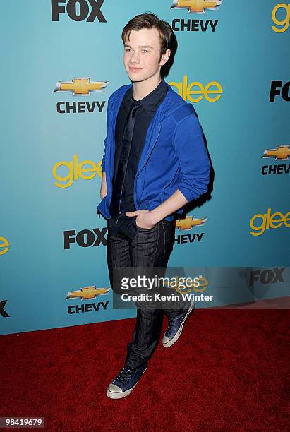 Actor Chris Colfer arrives at Fox's "Glee" spring premiere soiree held at Bar Marmont on April 12, 2010 in Los Angeles, California.