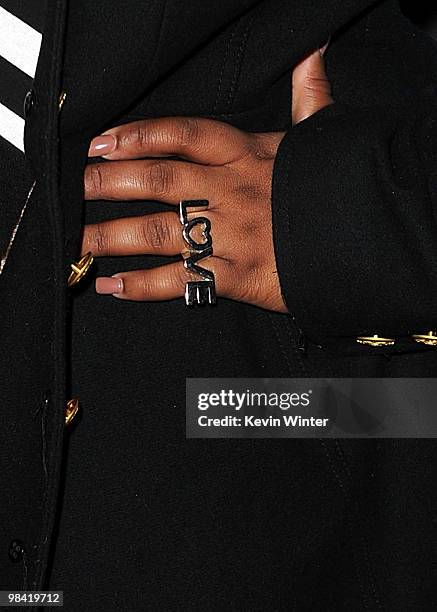 Actress Amber Riley arrives at Fox's "Glee" spring premiere soiree held at Bar Marmont on April 12, 2010 in Los Angeles, California.