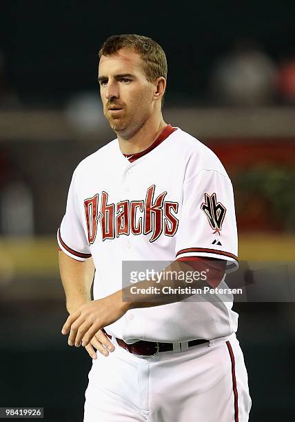 Adam LaRoche of the Arizona Diamondbacks during the major league baseball game against the San Diego Padres at Chase Field on April 6, 2010 in...