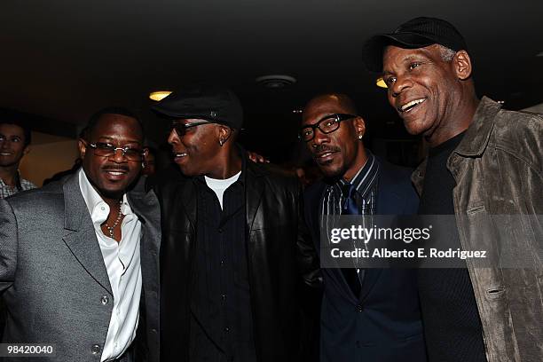 Actors Martin Lawrence, Arsenio Hall, Eddie Murphy and Danny Glover arrive at Sony Pictures Releasing's "Death At A Funeral" premiere held at...