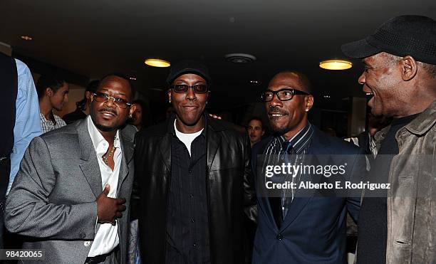 Actors Martin Lawrence, Arsenio Hall, Eddie Murphy and Danny Glover arrive at Sony Pictures Releasing's "Death At A Funeral" premiere held at...