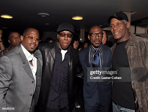 Actors Martin Lawrence, Wesley Snipes, Eddie Murphy and Danny Glover attend the "Death At A Funeral" Los Angeles Premiere at Pacific's Cinerama Dome...