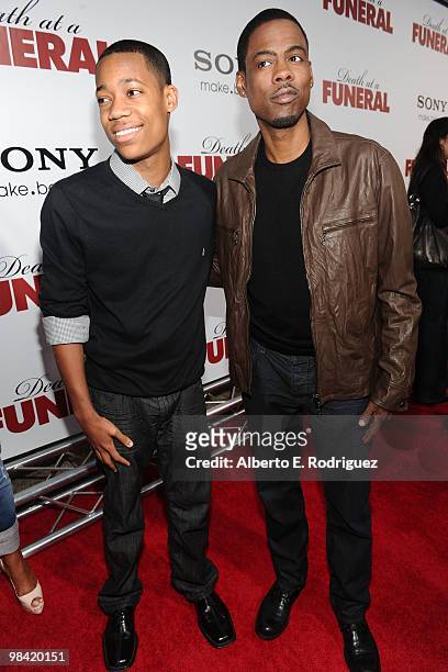 Actors Tyler James Williams and Chris Rock arrive at Sony Pictures Releasing's "Death At A Funeral" premiere held at Arclight Cinema on April 12,...
