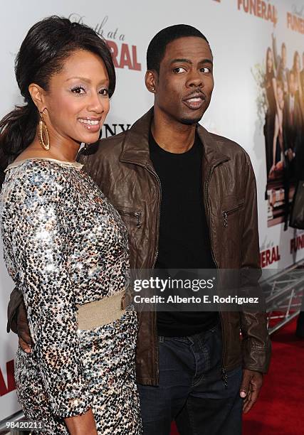 Comedian Chris Rock and wife Malaak Compton arrive at Sony Pictures Releasing's "Death At A Funeral" premiere held at Arclight Cinema on April 12,...