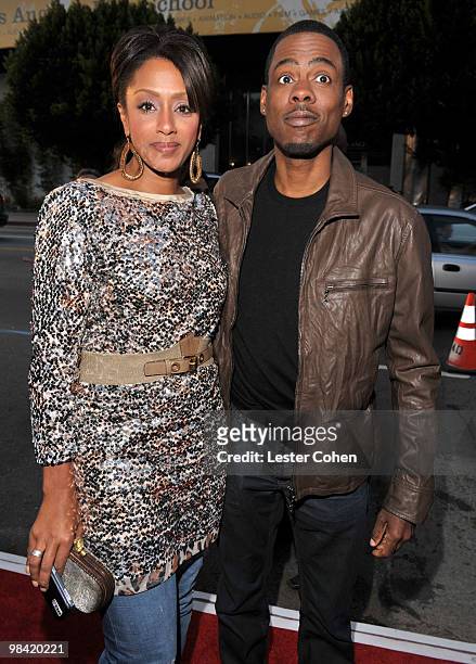 Comedian Chris Rock and wife Malaak Compton attend the "Death At A Funeral" Los Angeles Premiere at Pacific's Cinerama Dome on April 12, 2010 in...