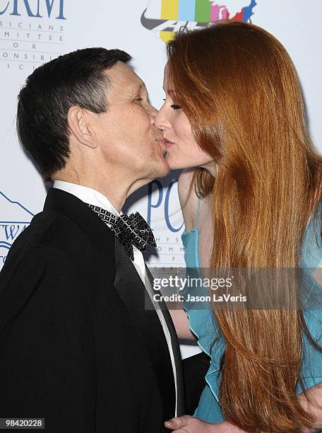 Dennis Kucinich and Elizabeth Kucinich attend the Art Of Compassion PCRM 25th anniversary gala at The Lot on April 10, 2010 in West Hollywood,...