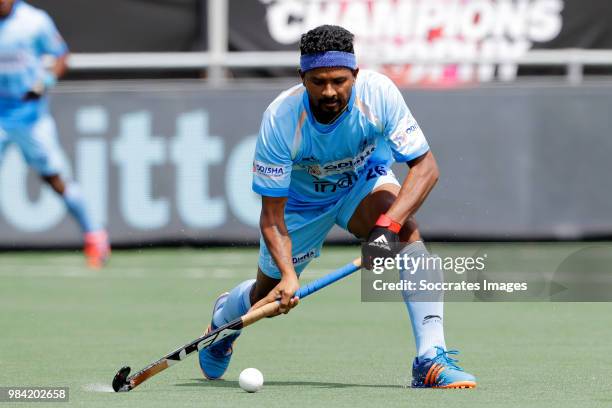 Birendra Lakra of India during the Champions Trophy match between India v Pakistan at the Hockeyclub Breda on June 23, 2018 in Breda Netherlands