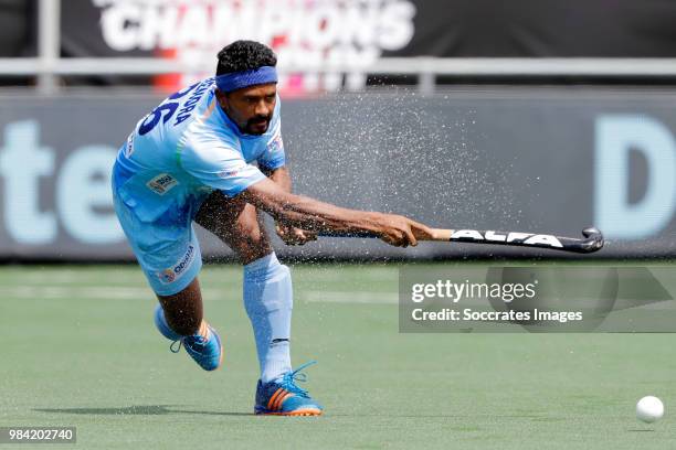 Birendra Lakra of India during the Champions Trophy match between India v Pakistan at the Hockeyclub Breda on June 23, 2018 in Breda Netherlands