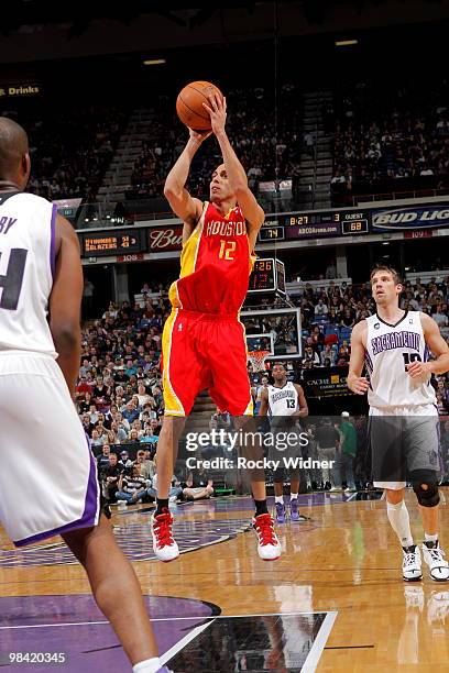 Kevin Martin of the Houston Rockets shoots the ball against the Sacramento Kings on April 12, 2010 at ARCO Arena in Sacramento, California. NOTE TO...