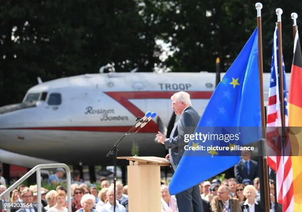 June 2018, Frankfurt am Main, Germany: Volker Bouffier , premiere of Hesse, holds a speech during the 70th jubilee of the Berlin air bridge at the...