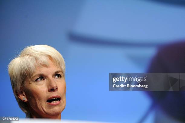 Gail Kelly, chief executive officer of Westpac Banking Corp., speaks during a Trans-Tasman Business Circle luncheon in Melbourne, Australia, on...