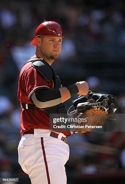 Catcher Chris Snyder of the Arizona Diamondbacks in action during the major league baseball game against the Pittsburgh Pirates at Chase Field on...