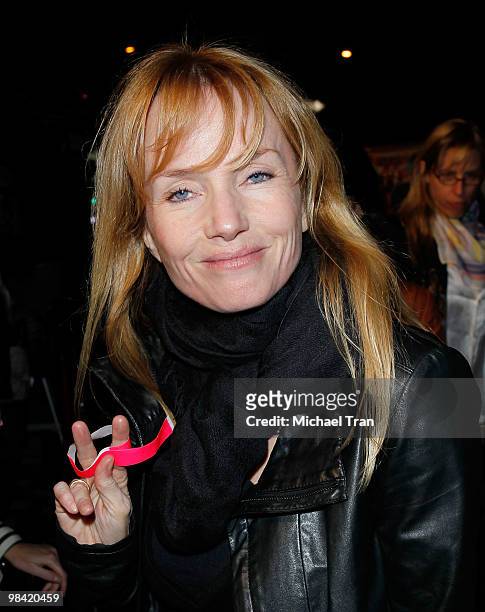 Rebecca De Mornay arrives to the Los Angeles premiere of "Exit Through The Gift Shop" held at the Los Angeles Theatre on April 12, 2010 in Los...