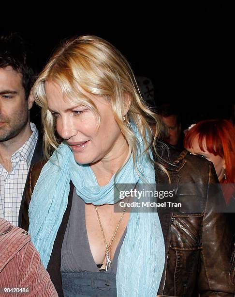 Daryl Hannah arrives to the Los Angeles premiere of "Exit Through The Gift Shop" held at the Los Angeles Theatre on April 12, 2010 in Los Angeles,...