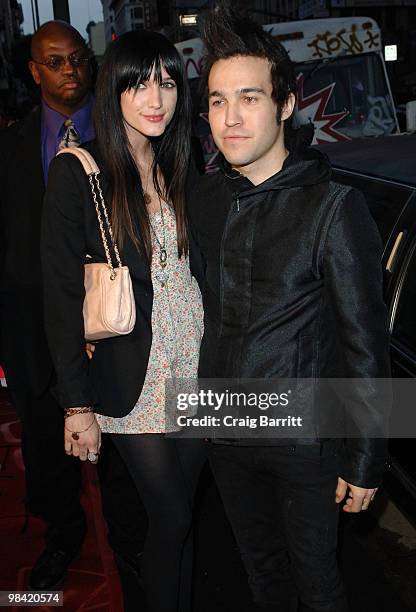 Ashlee Simpson and Pete Wentz arrive at Banksy's "Exit Through The Gift Shop" Los Angeles Premiere on April 12, 2010 in Los Angeles, California.
