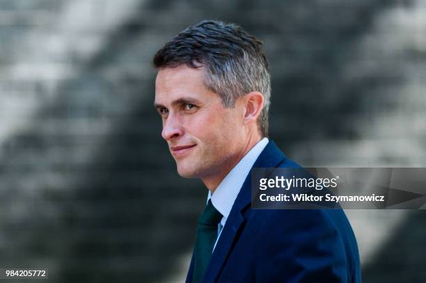 Secretary of State for Defence Gavin Williamson arrives for a weekly cabinet meeting at 10 Downing Street in central London. June 26, 2018 in London,...