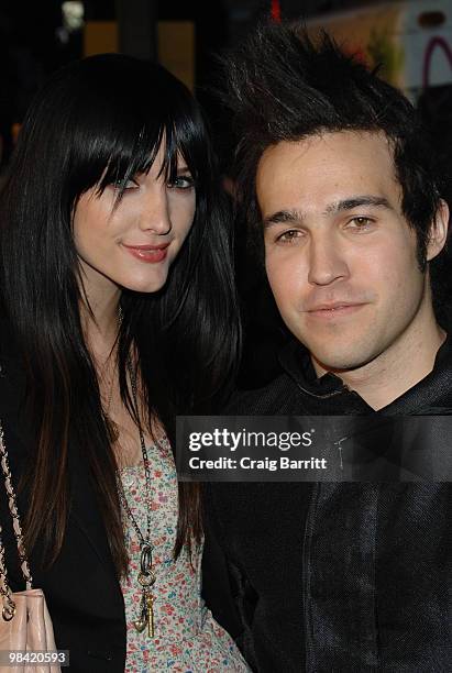 Ashlee Simpson and Pete Wentz arrive at Banksy's "Exit Through The Gift Shop" Los Angeles Premiere on April 12, 2010 in Los Angeles, California.