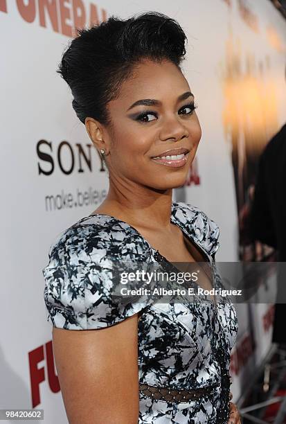 Actress Regina Hall arrives at Sony Pictures Releasing's "Death At A Funeral" premiere held at Arclight Cinema on April 12, 2010 in Los Angeles,...