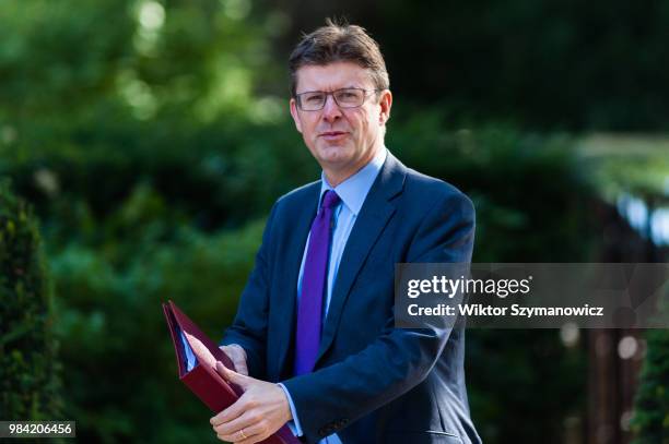 Secretary of State for Business, Energy and Industrial Strategy Greg Clark arrives for a weekly cabinet meeting at 10 Downing Street in central...