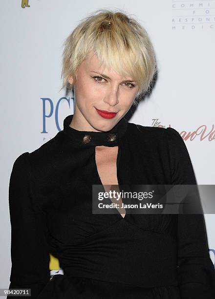 Aria Crescendo of the Paradiso Girls attends the Art Of Compassion PCRM 25th anniversary gala at The Lot on April 10, 2010 in West Hollywood,...