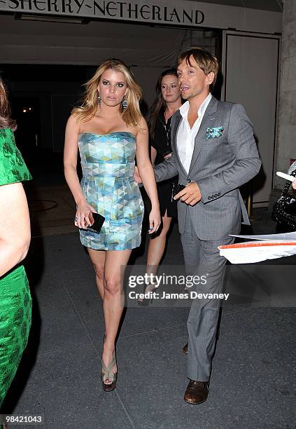 Jessica Simpson and Ken Paves are seen leaving Harry Cipriani's at the Sherry-Netherland Hotel on April 12, 2010 in New York City.