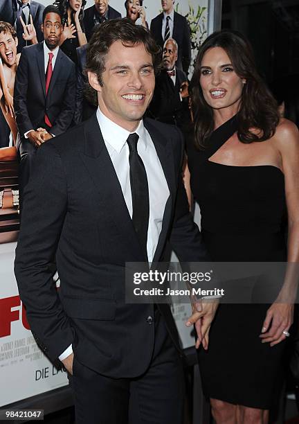 Actor James Marsden and wife Lisa Linde arrive at the "Death At A Funeral" Los Angeles Premiere at Pacific's Cinerama Dome on April 12, 2010 in...