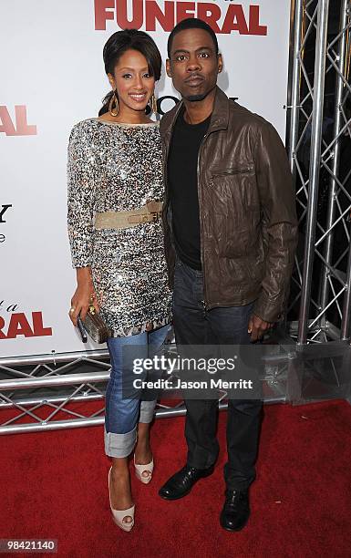 Actor Chris Rock and wife Malaak Compton arrive at the "Death At A Funeral" Los Angeles Premiere at Pacific's Cinerama Dome on April 12, 2010 in...