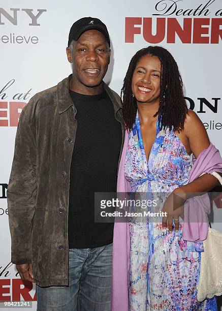 Actor Danny Glover and wife Asake Bomani arrive at the "Death At A Funeral" Los Angeles Premiere at Pacific's Cinerama Dome on April 12, 2010 in...