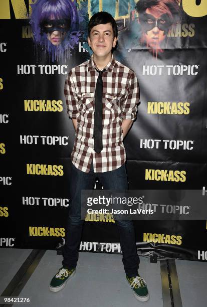Christopher Mintz-Plasse attends the "Kick-Ass" cast meet and greet fan event at Hot Topic on April 12, 2010 in Hollywood, California.