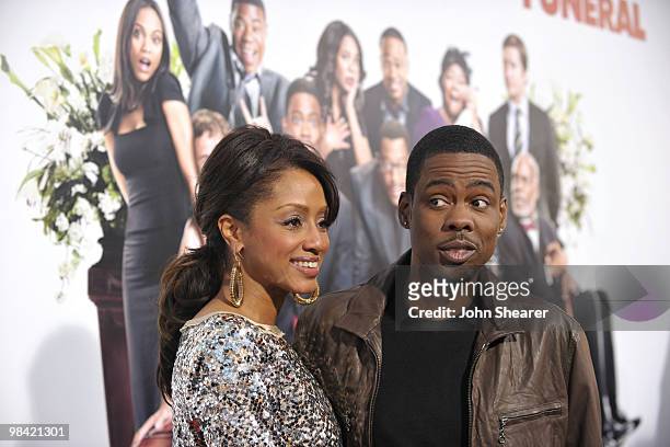 Actor/ Comedian Chris Rock and Malaak Compton arrive to the "Death At A Funeral" Los Angeles Premiere at Pacific's Cinerama Dome on April 12, 2010 in...