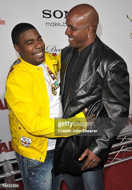 Actor Tracy Morgan and baseball player Barry Bonds arrive to the "Death At A Funeral" Los Angeles Premiere at Pacific's Cinerama Dome on April 12,...