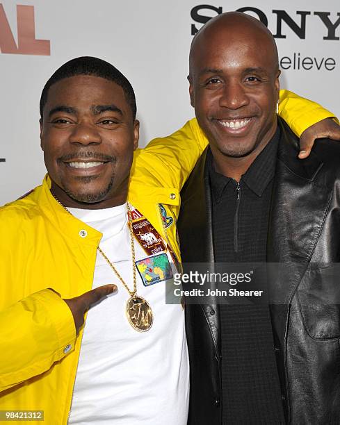 Actor Tracy Morgan and baseball player Barry Bonds arrive to the "Death At A Funeral" Los Angeles Premiere at Pacific's Cinerama Dome on April 12,...