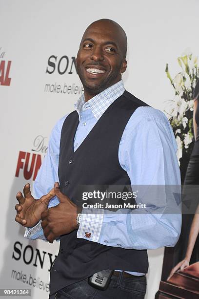 Basketball player John Salley arrives at the "Death At A Funeral" Los Angeles Premiere at Pacific's Cinerama Dome on April 12, 2010 in Hollywood,...