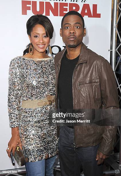 Actor Chris Rock and wife Malaak Compton arrive at the "Death At A Funeral" Los Angeles Premiere at Pacific's Cinerama Dome on April 12, 2010 in...