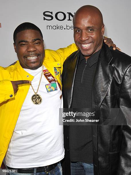 Actor Tracy Morgan and baseball player Barry Bonds arrive to the "Death At A Funeral" Los Angeles Premiere at Pacific's Cinerama Dome on April 12,...