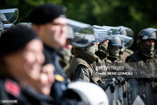 New border patrol police unit called Puma takes part in the exercise "ProBorders" at the Spielfeld border crossing in Austria on June 26, 2018. -...