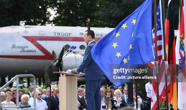 June 2018, Frankfurt am Main, Germany: Richard Grenell, American ambassador to Germany holds a speech during the 70th jubilee of the Berlin air...