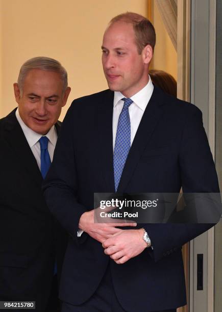 Photo by Tim Rooke/REX/Shutterstock Prince William meets Prime Minister Benjamin Netanyahu and wife Sara Ben-Artzi at Beit Aghion, the official...