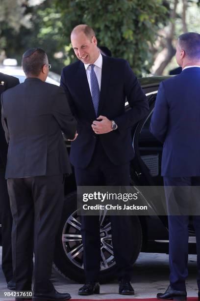 Prince William, Duke of Cambridge arrives for an audience with Israeli President Reuven Rivlin during his official tour of Jordan, Israel and the...