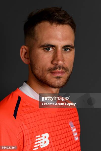 Alex Hales of England poses for a portrait at Edgbaston on June 26, 2018 in Birmingham, England.