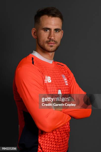 Alex Hales of England poses for a portrait at Edgbaston on June 26, 2018 in Birmingham, England.
