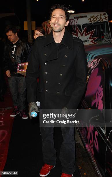 Adrien Brody arrives at Banksy's "Exit Through The Gift Shop" Los Angeles Premiere on April 12, 2010 in Los Angeles, California.