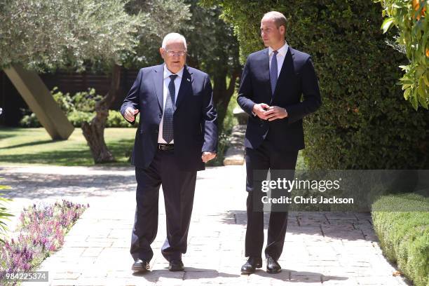 Prince William, Duke of Cambridge attends an audience with Israeli President Reuven Rivlin during his official tour of Jordan, Israel and the...