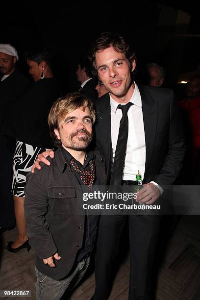 Peter Dinklage and James Marsden at Screen Gem's World Premiere of 'Death at a Funeral' on April 12, 2010 at Arclight Cinerama Dome in Hollywood,...