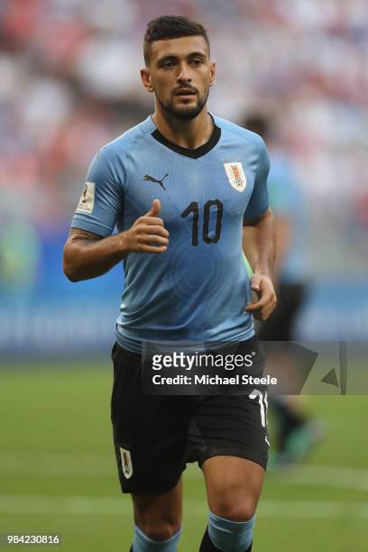 Giorgian De Arrascaeta of Uruguay during the 2018 FIFA World Cup Russia group A match between Uruguay and Russia at Samara Arena on June 25, 2018 in...