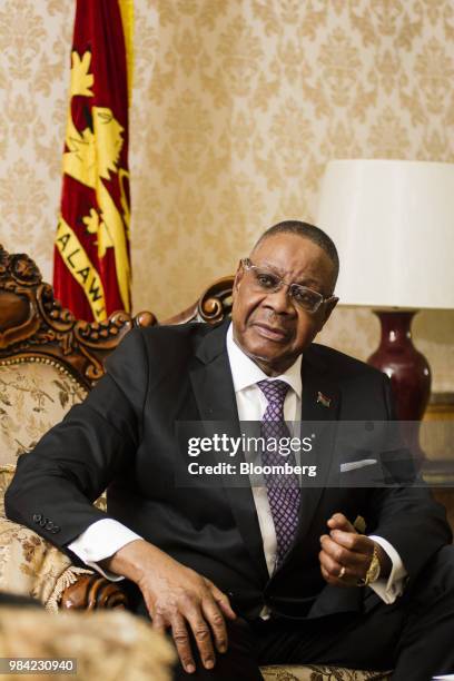 Peter Mutharika, Malawi's president, speaks during an interview at the presidential palace in Lilongwe, Malawi, on Monday, June 25, 2018. The year...