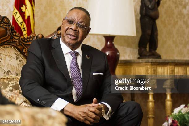 Peter Mutharika, Malawi's president, speaks during an interview at the presidential palace in Lilongwe, Malawi, on Monday, June 25, 2018. The year...