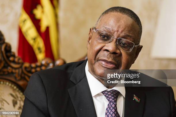 Peter Mutharika, Malawi's president, speaks during an interview at the presidential palace in Lilongwe, Malawi, on Monday, June 25, 2018. The year...