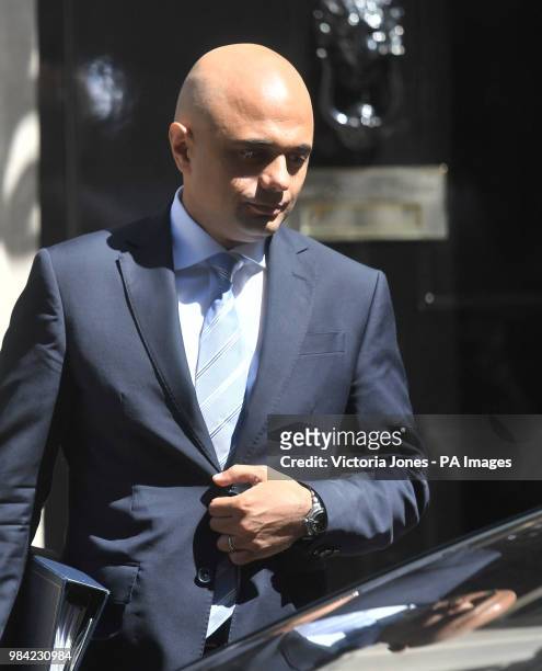 Home Secretary Sajid Javid leaves 10 Downing Street, London, following a cabinet meeting.